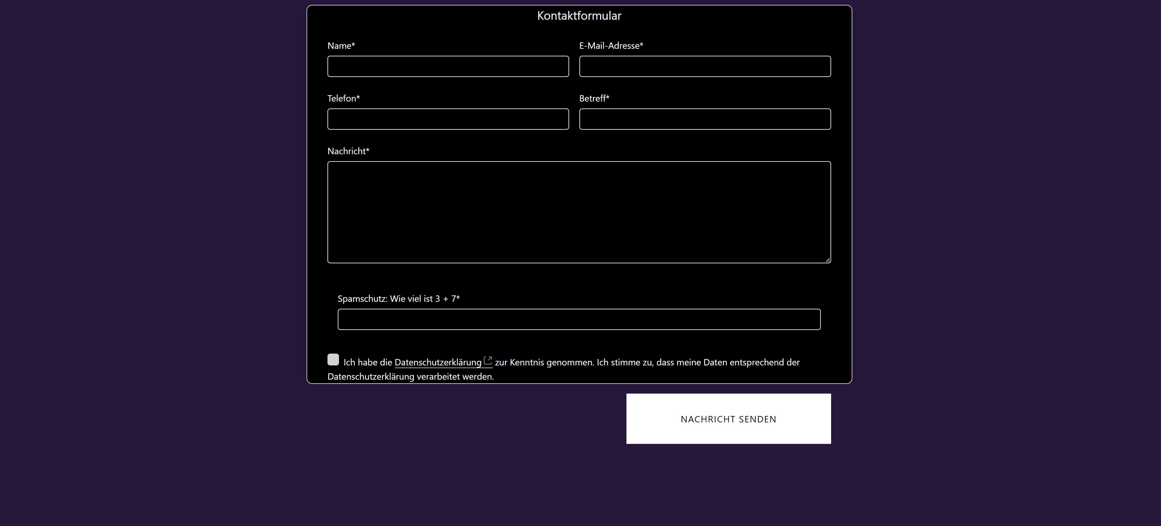 Kontaktformular lila