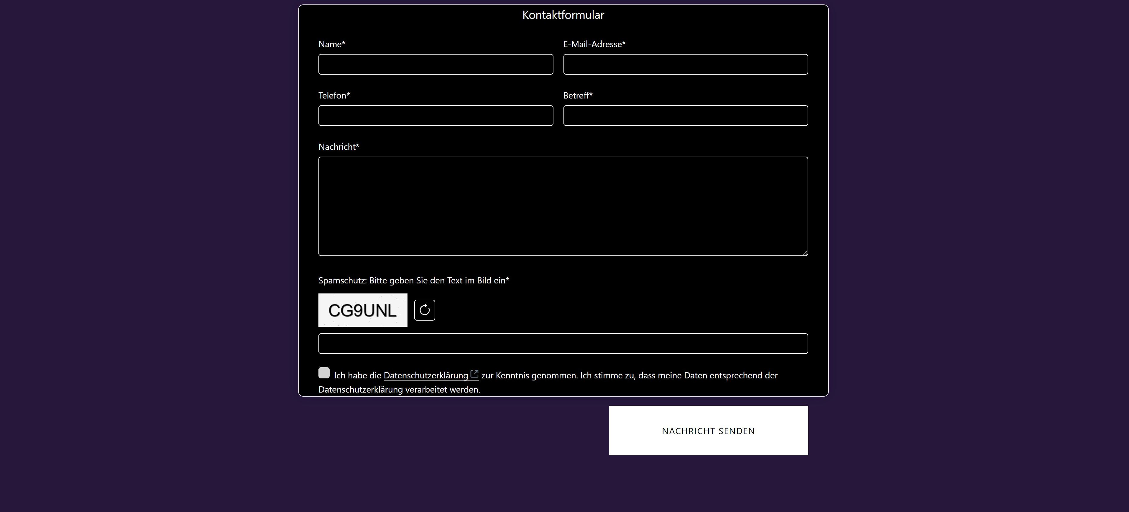 Kontaktformular lila
