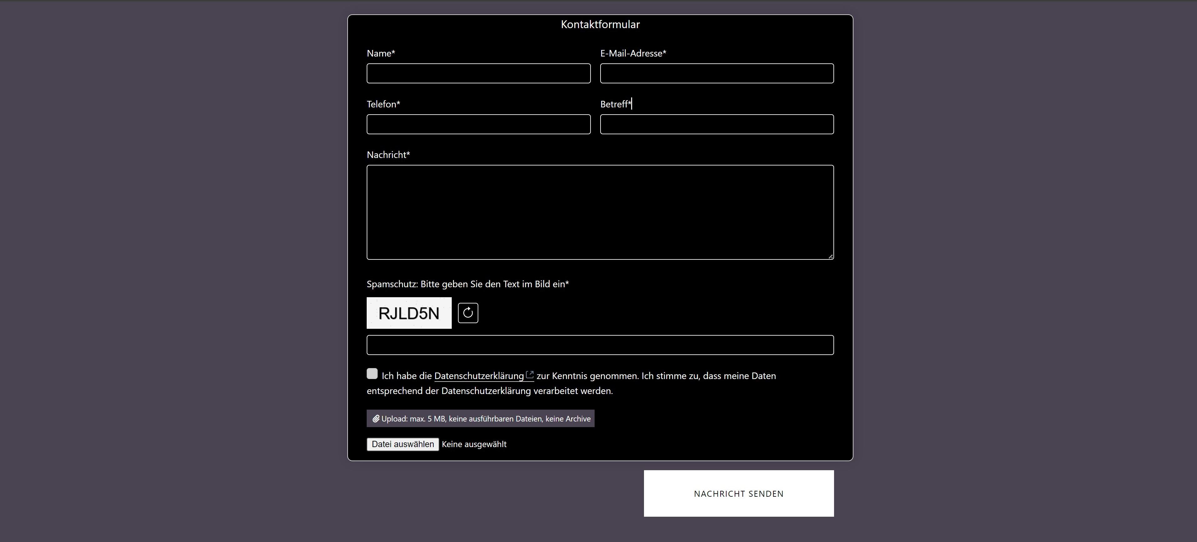 Kontaktformular grau
